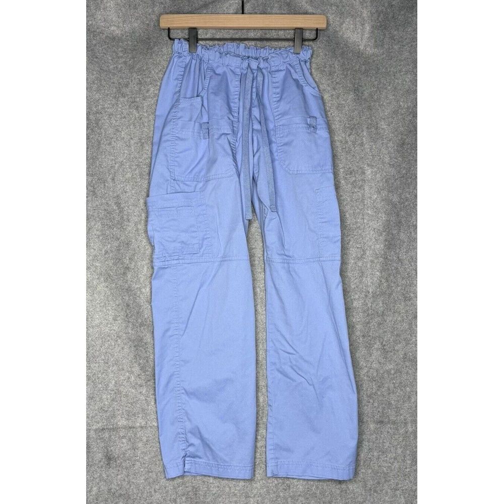Ceil Blue Scrubs Buttersoft Stretch Drawstring Straight Leg Medical 90's Style